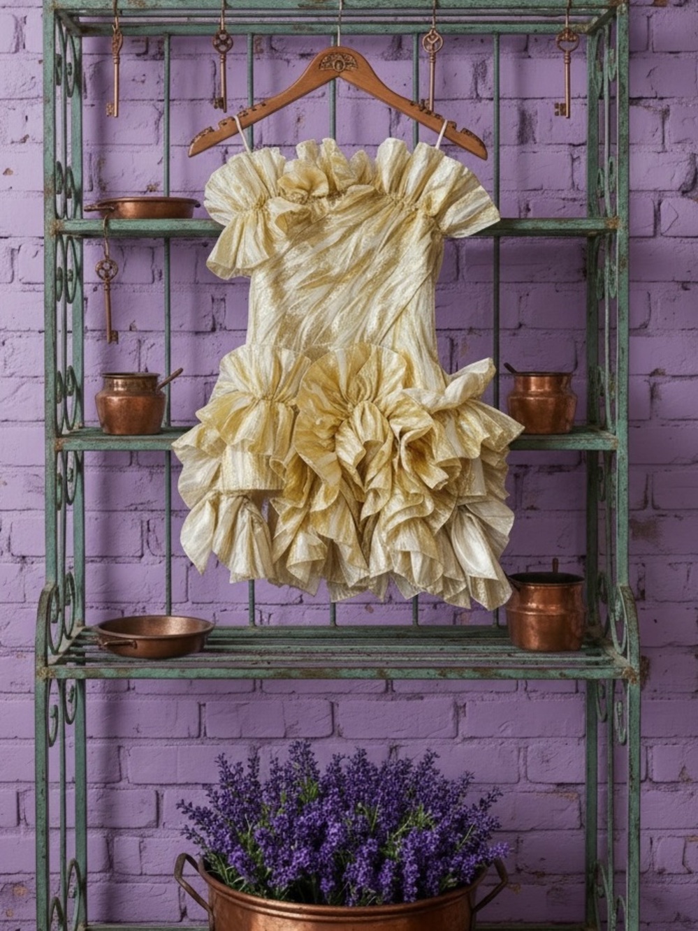 AKNVAS ruffle metallic dress